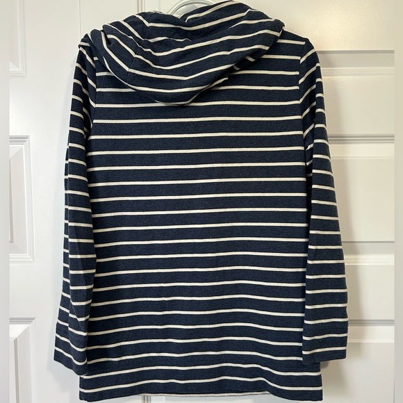 LOFT Blue and White Striped Cowl Neck Sweater - Picture 2 of 4